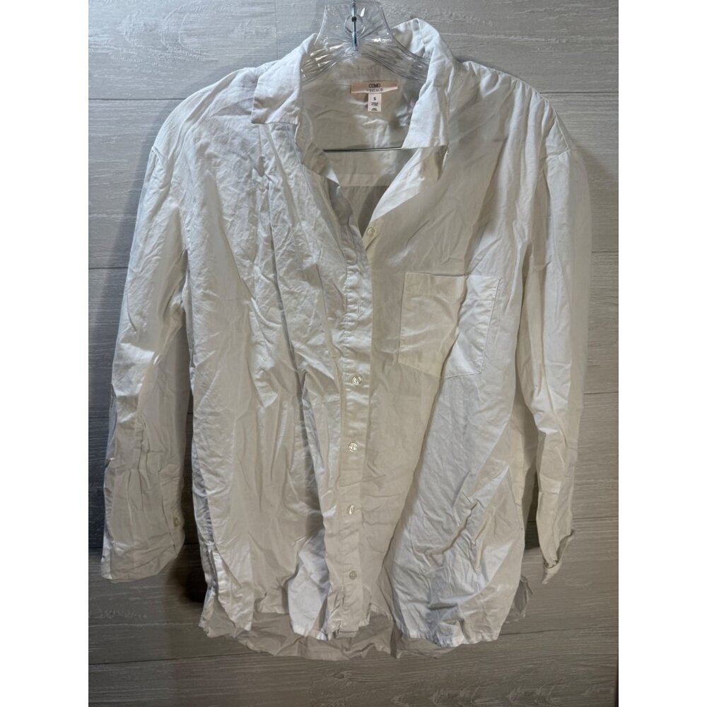 Como Vintage Womens White Button-Down Shirt Size S Long Sleeve Lightweight Cotto - Picture 4 of 6